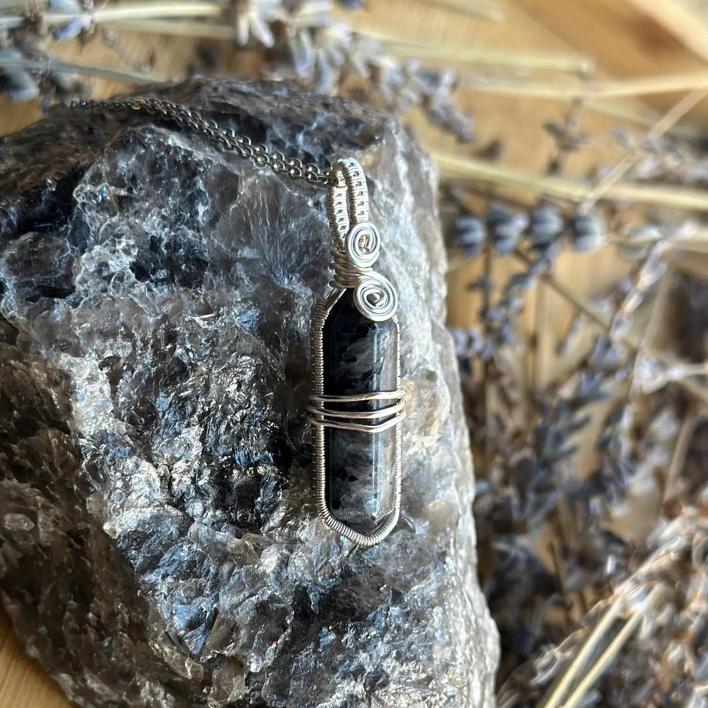 Larvikite Point Wire Wrapped Necklace – Artisan Made