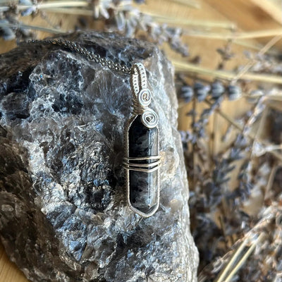 Larvikite Point Wire Wrapped Necklace – Artisan Made