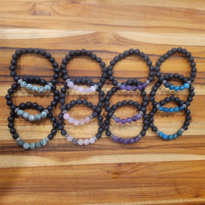 Lava and Gemstone Bracelet 8mm Variants– Artisan Made