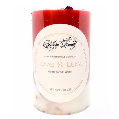 Love & Lust Candle w/ Rose Quartz and Garnet - Artisan Made