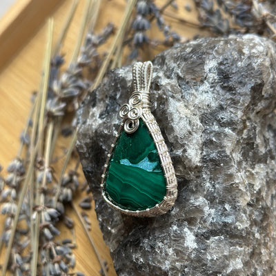 Malachite Handmade Wire Wrapped Necklace - Artisan Made