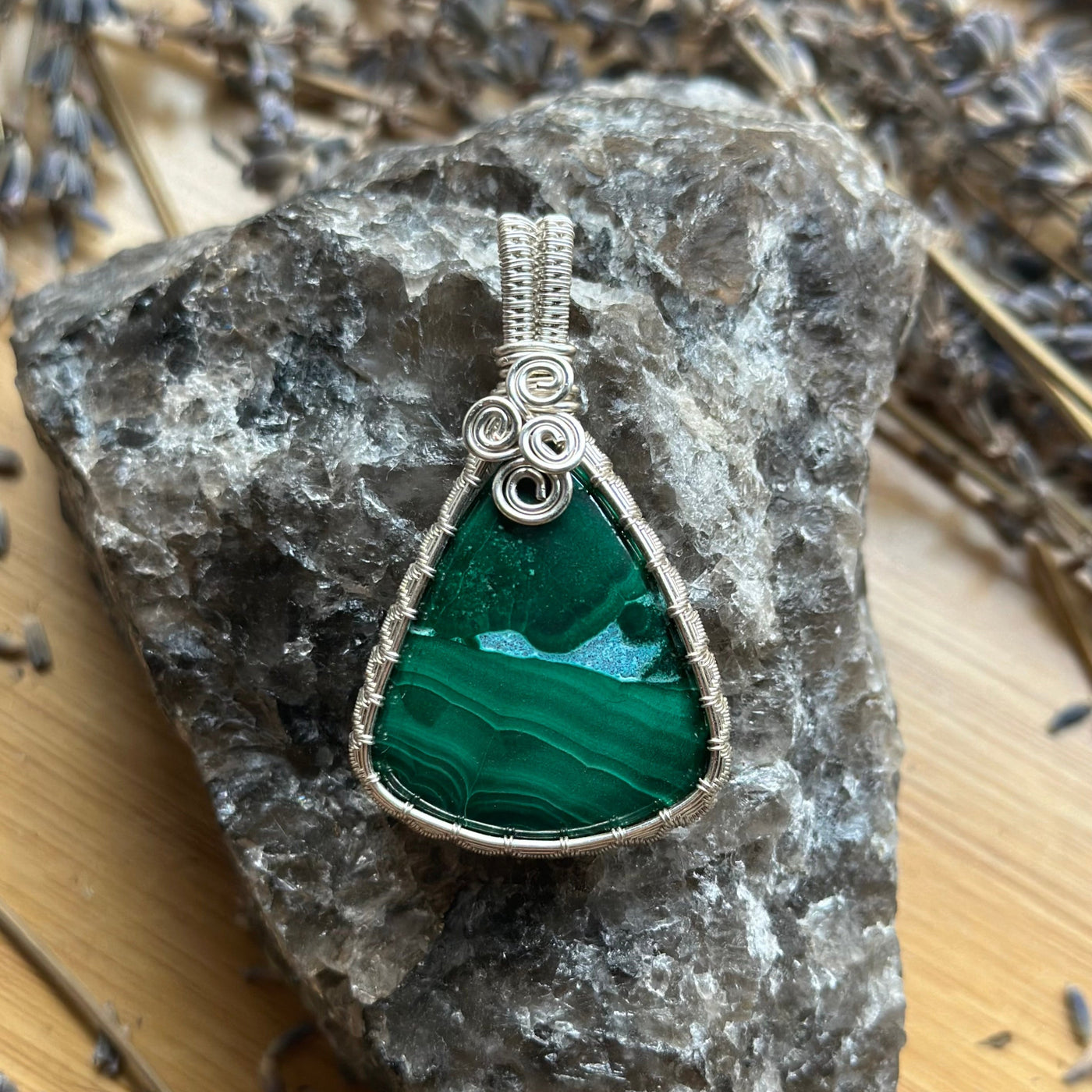 Malachite Handmade Wire Wrapped Necklace - Artisan Made