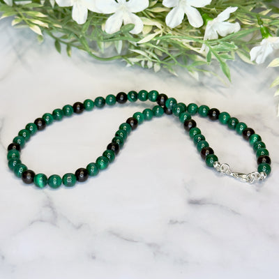 Malachite and Ebony Wood Necklace - Artisan Made