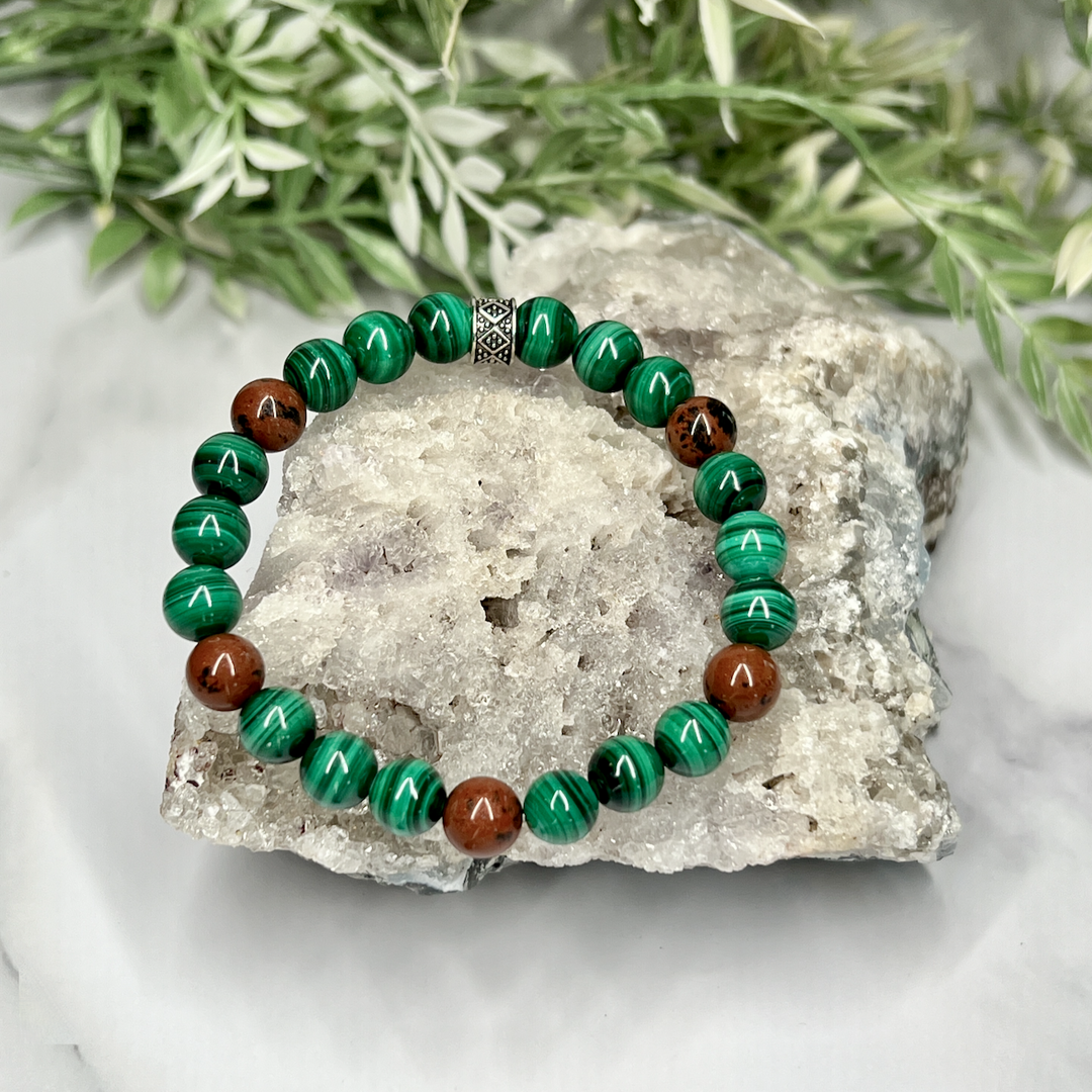 Malachite green popular jade aventurine sterling silver gemstone bracelet May birthstone gift for her