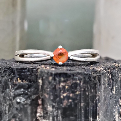 Mexican Fire Opal Ring with Sterling Silver Sized Split Band