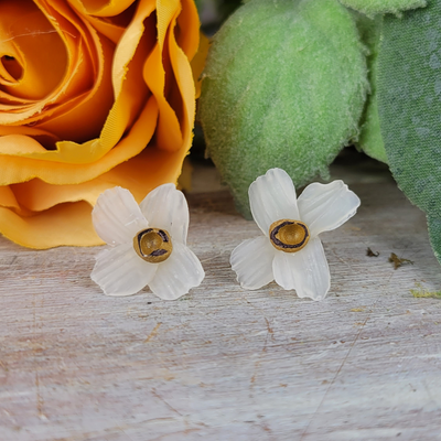 Milky Flower Stud Earring - Artisan Made