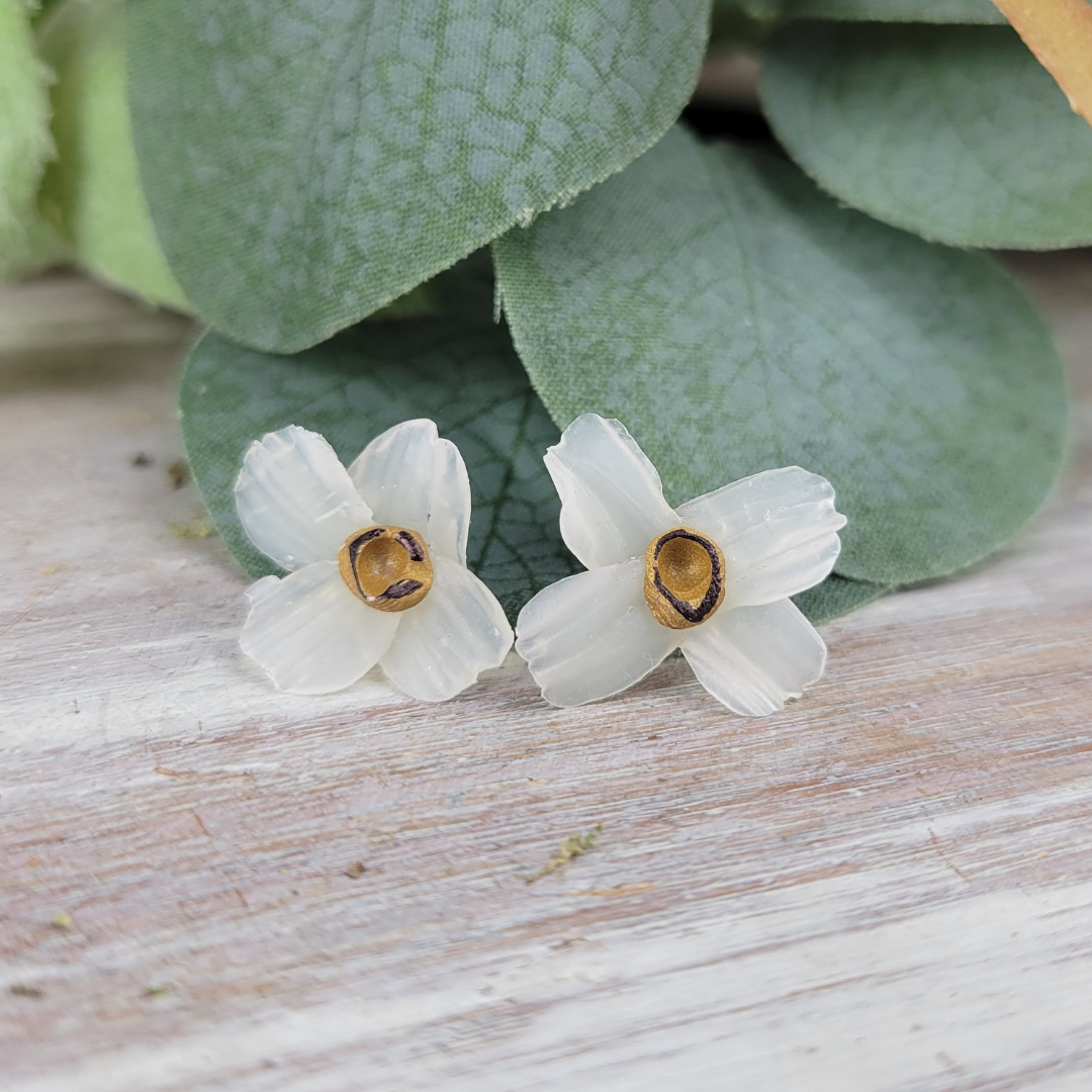 Milky Flower Stud Earring - Artisan Made