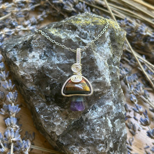 Mixed Stone (Rainbow) Mushroom Fidget Spinner Necklace– Artisan Made