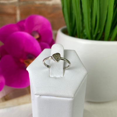 Moldavite Ring Natural with sterling silver Sized Band .25"