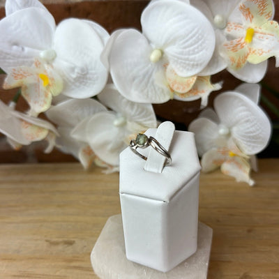 Moldavite Ring Natural with sterling silver Sized Band .25"