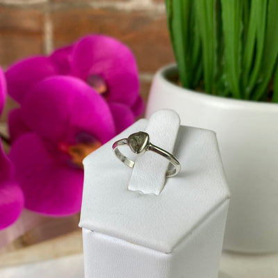 Moldavite Ring Natural with Sterling Silver Sized Band .25"
