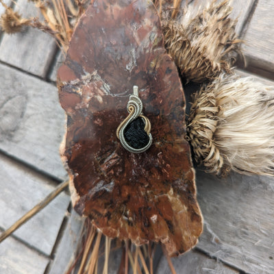 Moldavite Wire Wrapped Pendant - Artisan Made