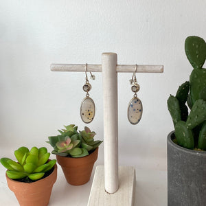 Montana Agate w/ Faceted Smoky Quartz sterling silver Earrings
