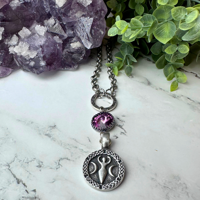 "Moon Goddess" Amethyst Swarovski Crystal Necklace - Artisan Made