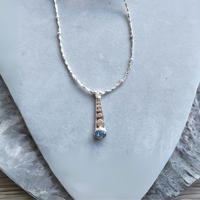 "Moon & Sea Tides" Aquamarine Druzy & Silver Necklace - Artisan Made