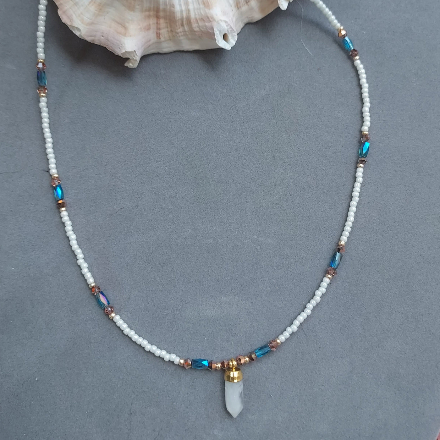 "Moonglow" Moonstone & Crystal Necklace - Artisan Made
