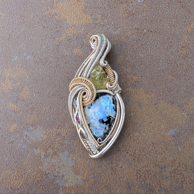 Moonstone with Gemstones Pendant - Artisan Made