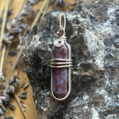 Moss Agate Point - Handmade Wire Wrapped Necklace- Artisan Made