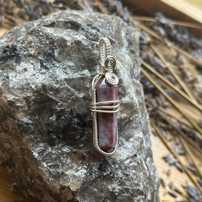 Moss Agate Point - Handmade Wire Wrapped Necklace- Artisan Made