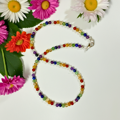 Multi-Gemstone Rainbow necklace - Artisan Made