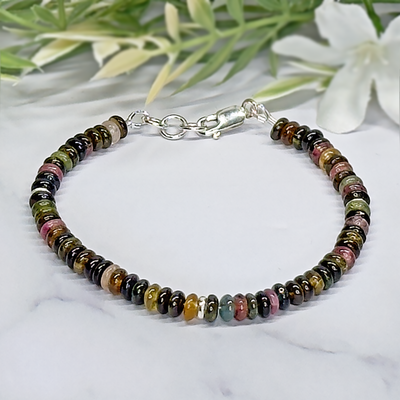 Multi-color Tourmaline and Sterling Silver Bracelet - Artisan Made