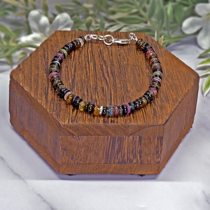 Multi-color Tourmaline and Sterling Silver Bracelet - Artisan Made