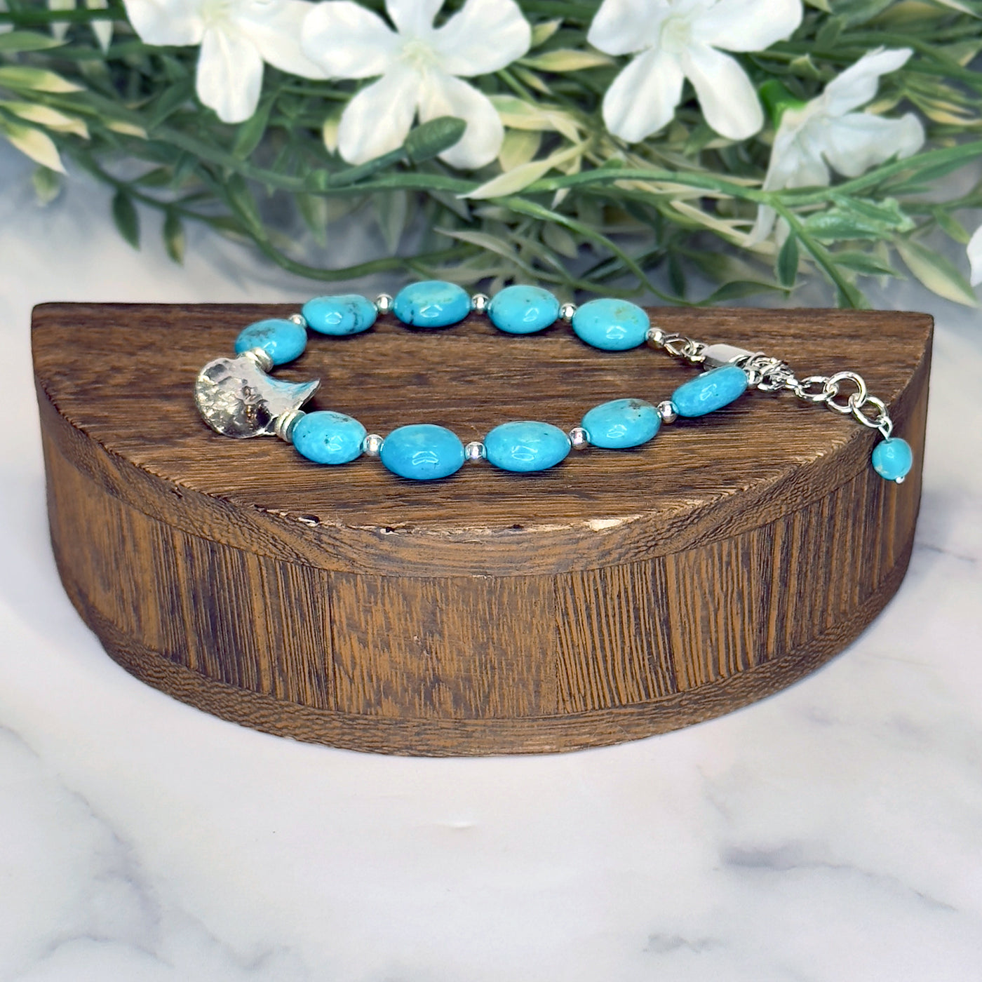 Nacozari Turquoise & Sterling Silver Adjustable Bracelet - Artisan Made