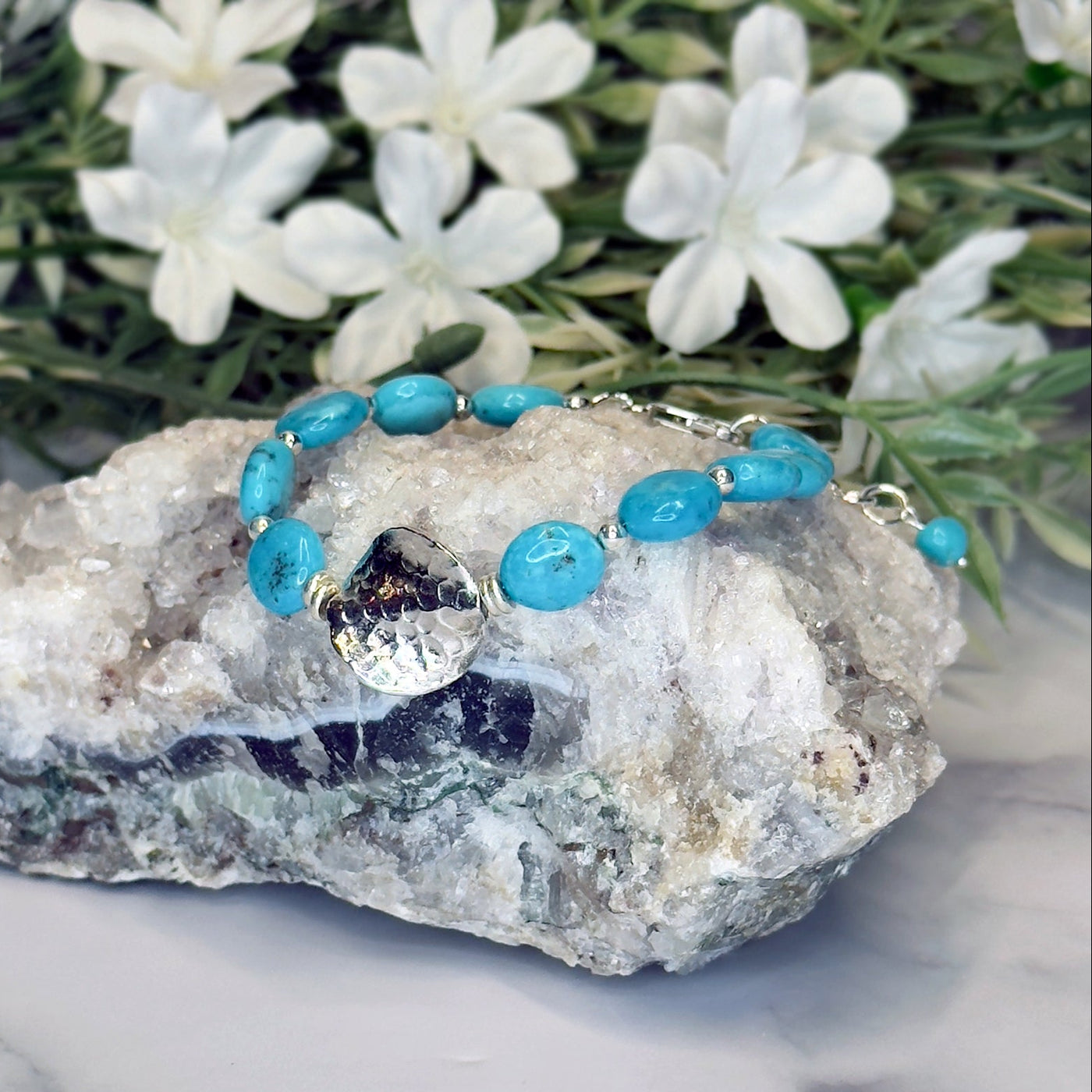 Nacozari Turquoise & Sterling Silver Adjustable Bracelet - Artisan Made