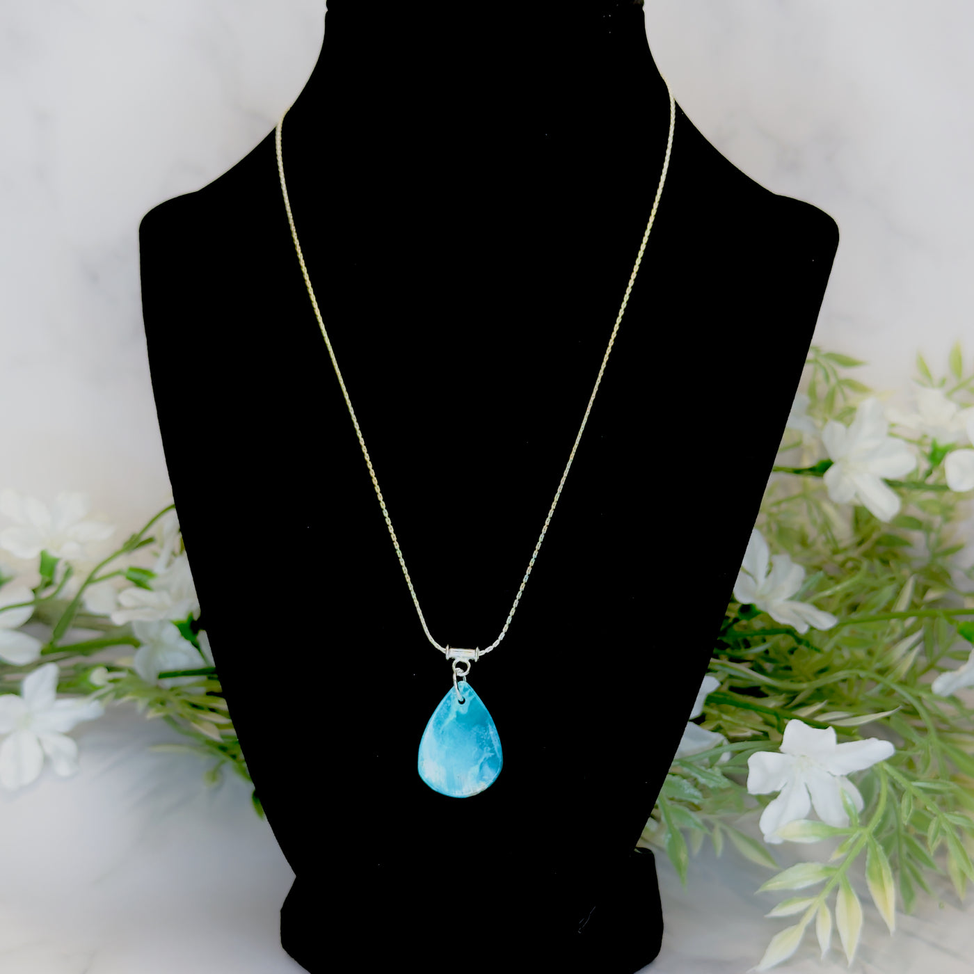 Nacozari Turquoise & Sterling Silver Chain Necklace - Artisan Made