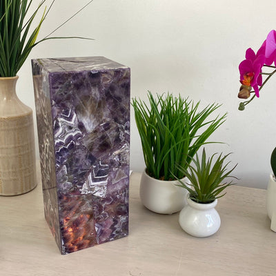 Natural Amethyst Rectangle Lamp 18" with bulb and cord