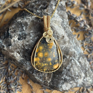 Ocean Jasper Handmade Wire Wrapped Necklace - Artisan Made
