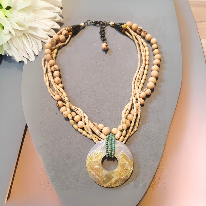 "Ocean Tide" Mother of Pearl Multi-Strand Necklace - Artisan Made
