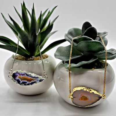 Oco Geode Slice Adjustable Chain Bracelet (sterling silver or gold-Filled)