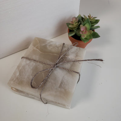 Onyx Square Coaster Set 3.75" x 3.75" x .25"