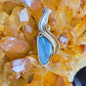 Opal Wire Wrapped Pendant - Artisan Made