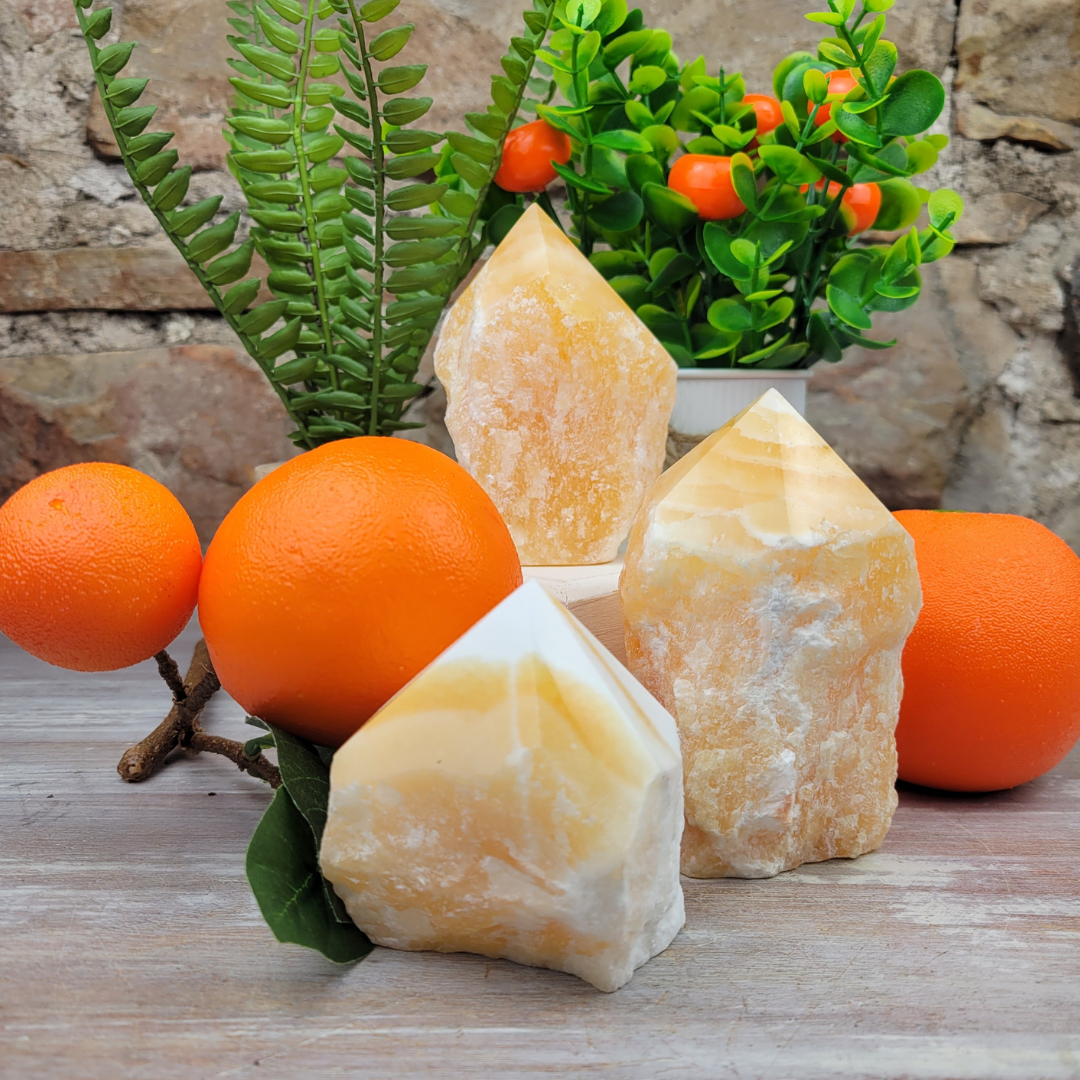 Orange Calcite Polished Tip 2"-5"