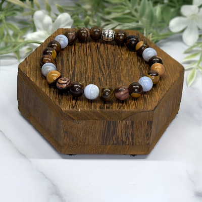 Outback Jasper and Blue Lace Agate Stretch Bracelet – Artisan Made