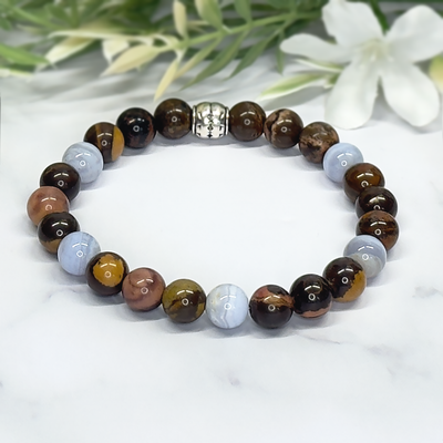 Outback Jasper and Blue Lace Agate Stretch Bracelet – Artisan Made