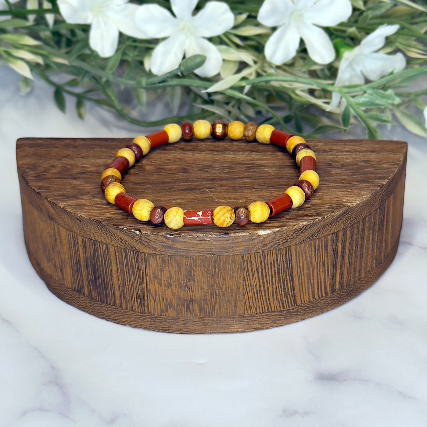 Palo Santo, Red Creek Jasper & Red Jasper Stretch Bracelet – Artisan Made