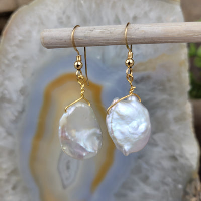 Pearl Coin Earrings - Sterling Silver or Gold-Filled