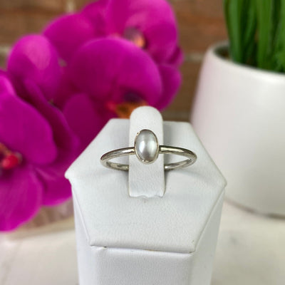 Pearl Polished sterling silver Ring (Stone: 0.25 - 0.5")