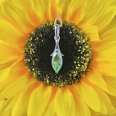 Peridot Marquise Faceted Pendant-Sterling Silver