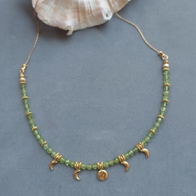 "Peridot Moon Phases" Necklace - Artisan Made