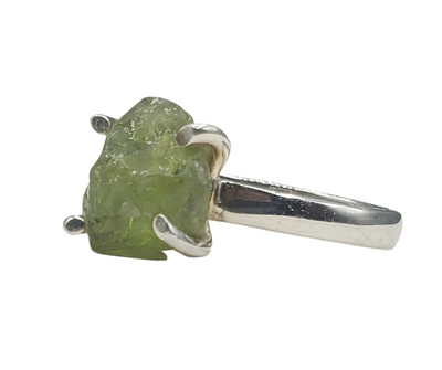 Peridot Ring Natural sterling silver Sized or Adjustable Prong Setting .25"