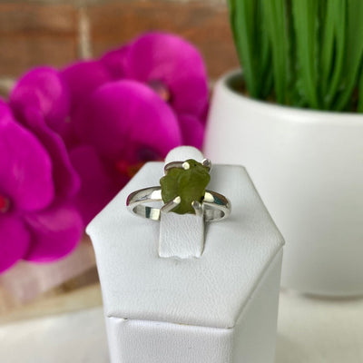 Peridot Ring Natural sterling silver Sized or Adjustable Prong Setting .25"