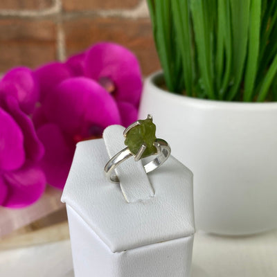 Peridot Ring Natural sterling silver Sized or Adjustable Prong Setting .25"