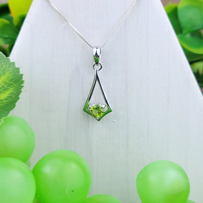 Peridot Solitaire Sterling Silver Pendant