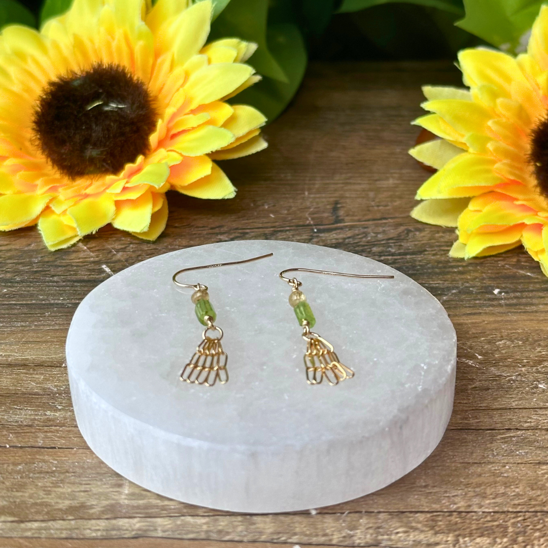 Peridot and Citrine Tassel Earrings - Artisan Made