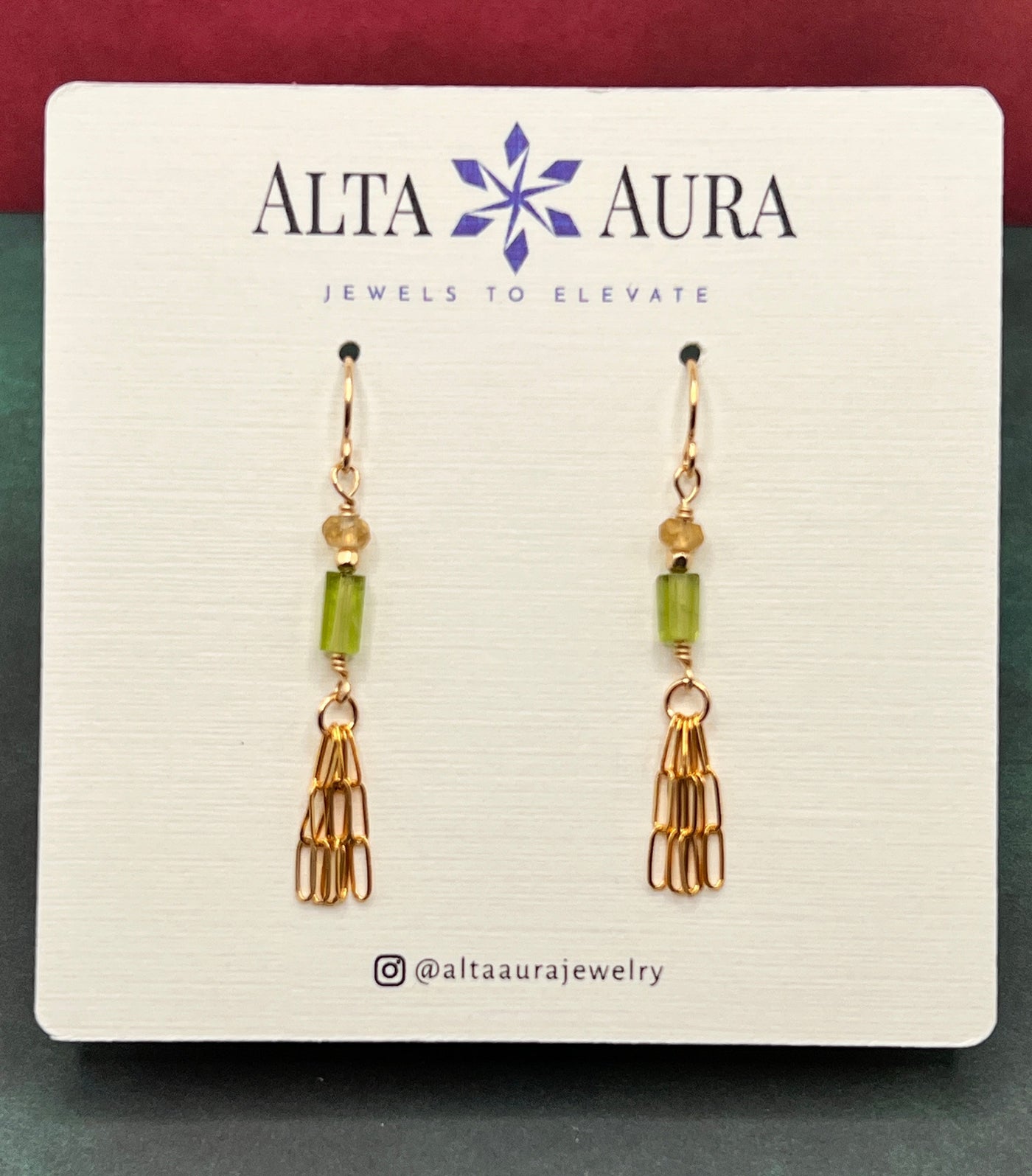 Peridot and Citrine Tassel Earrings - Artisan Made