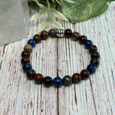 Pietersite and Denim Lapis Stretch Bracelet - Artisan Made